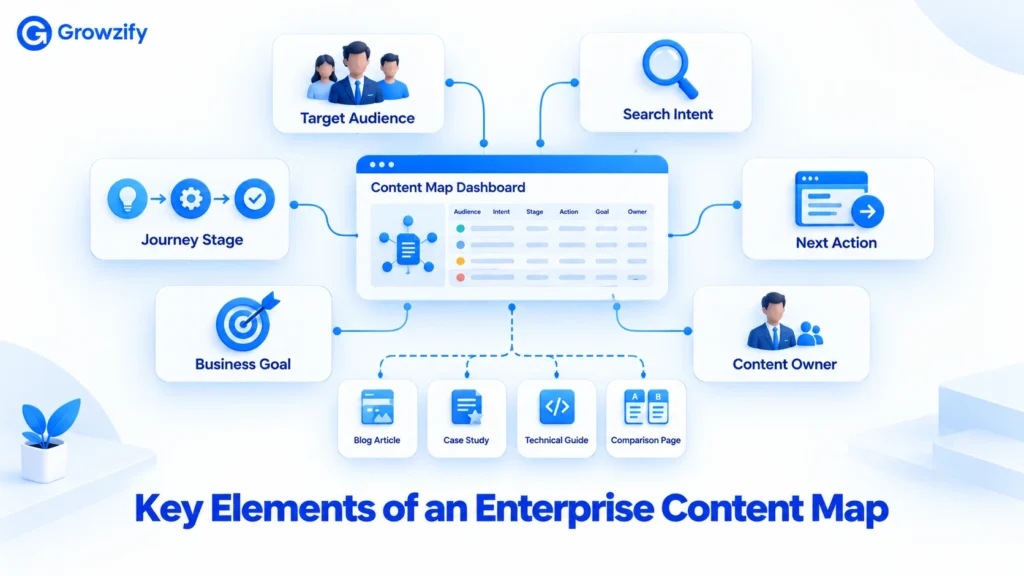 Enterprise Content Map Dashboard Growzify